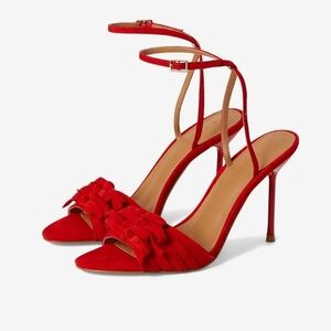 ❤️🔹️Steve Madden🔹️ Porsha Red Suede Ankle Strap Heels